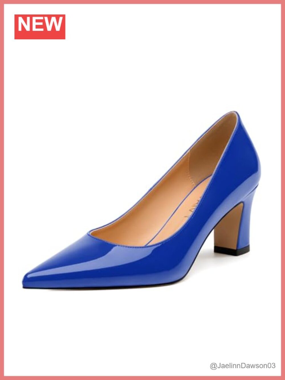 Patent Leather Pointed Toe Mid Heel Pumps Slip On Dress Shoes